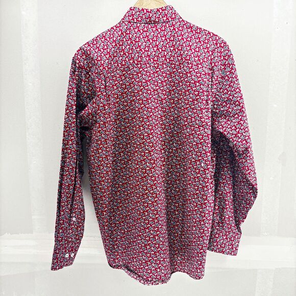 Alan Flusser Mens M BLUE Red Paisley Long sleeve Buttonup Shirt 100% Cotton EUC - Picture 3 of 6
